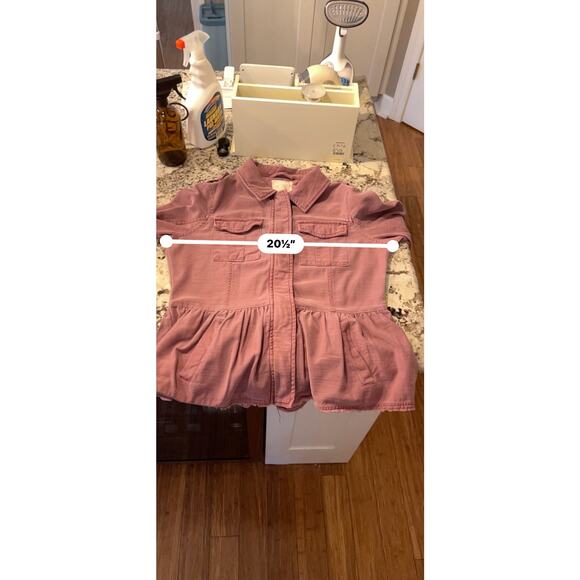 Altar’d State Mauve Raw Hem Peplum Utility Jacket Women’s Size L Lightweight - Picture 9 of 13